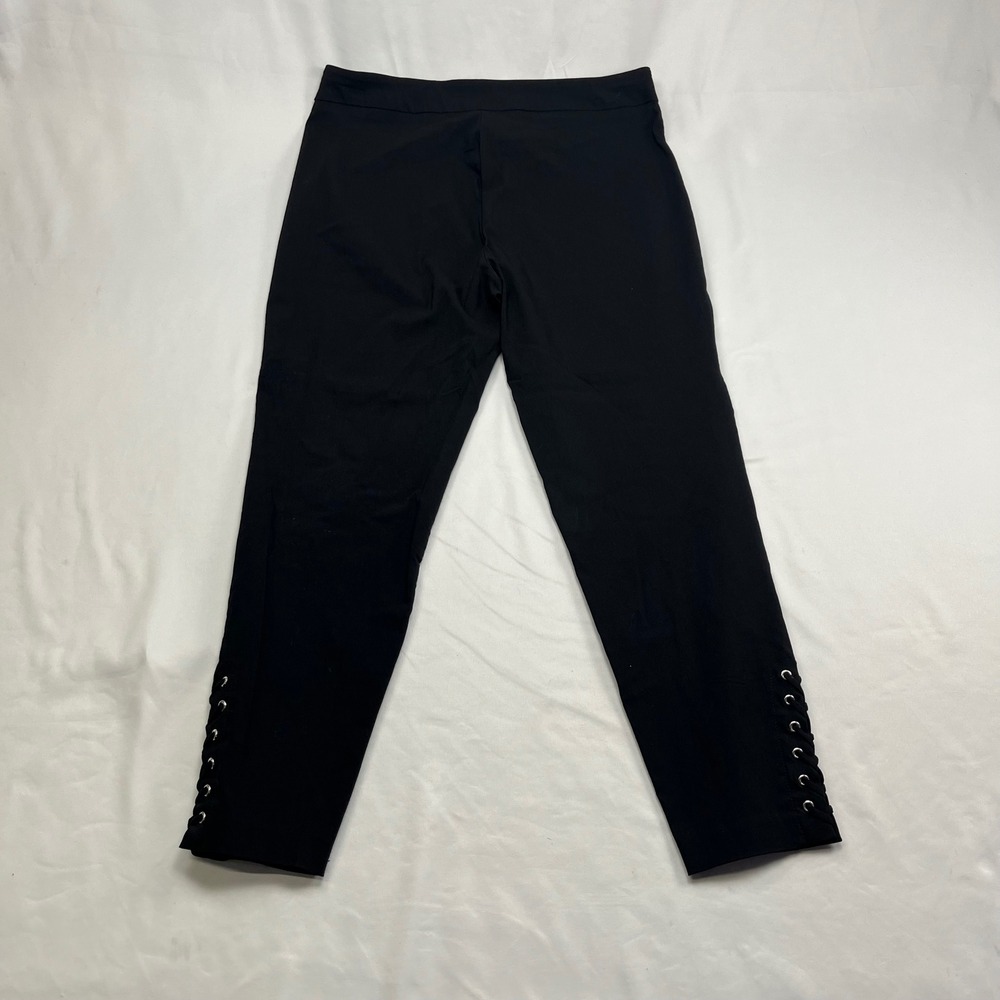 Zac & Rachel Ankle Pants Black Lace Up Grommet Cuff‎ Pull On Slim Fit 12